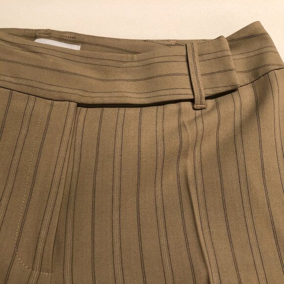 Ann Taylor Loft Striped Straight Leg Cuffed Mid-Rise Trousers Tan + Green Sz 6 - Picture 4 of 10